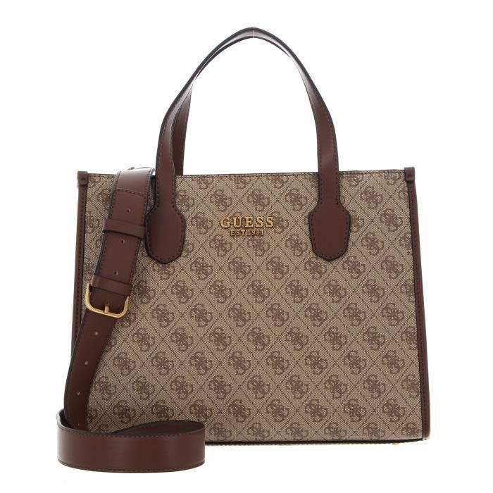 GUESS Silvana Two Compartment Tote Latte Logo / Brown [218205] - sac à ...