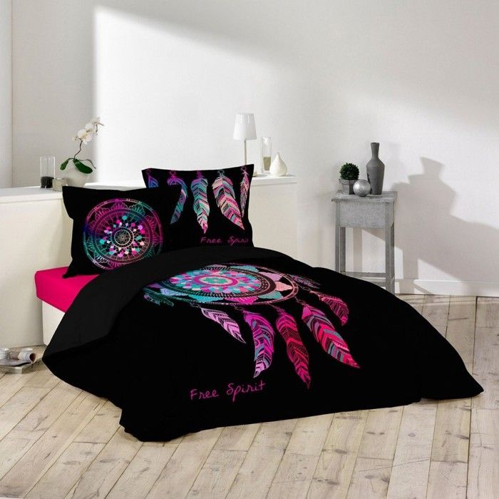 Housse De Couette 220x240 Rose Et Noir Cdiscount