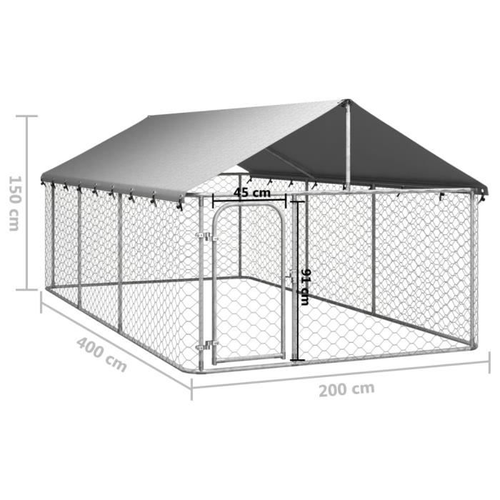Meilleurs prix pour Chenil extérieur avec toit pour chiens 400x200x150 cm Mothinessto qq3796