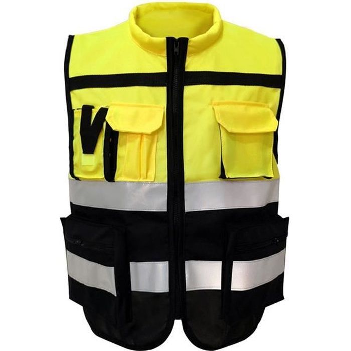 Ekb Gilet Réfléchissant Haute Visibilité Avertissement Gilet De Sécurité Vêtements Fluorescents Multi Poches En Plein Air Séc