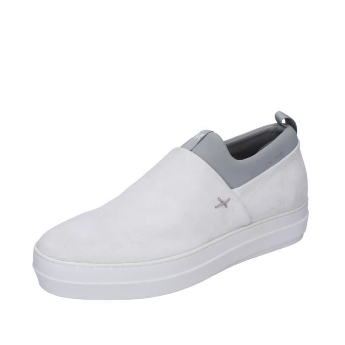 chaussures homme slip on blanc rucoline - dessus synthétique - talon plat - fermeture élastique