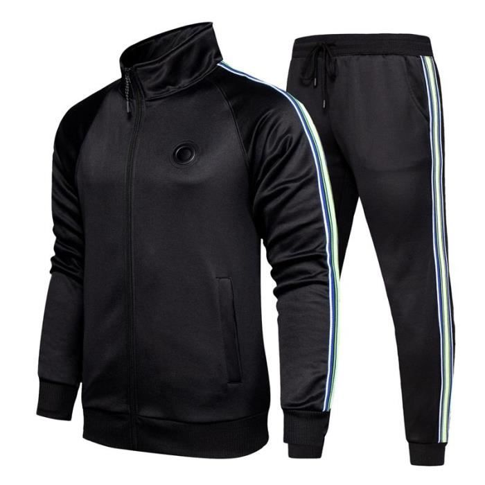 Survêtement Homme Ensemble Veste Sweat et Pantalon Jogging Sport Automne  Hiver Couleur Contraste Noir - Cdiscount Prêt-à-Porter