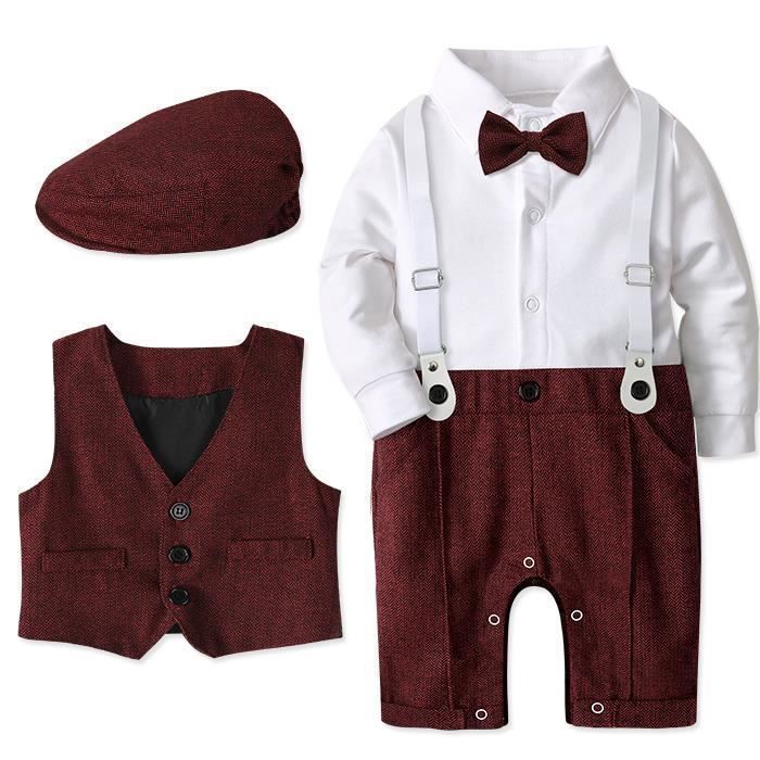 Costume Enfant Garcon Mariage Vestons 3pcs Vêtements Smoking Eglise Pâques  Bénédiction Formel Tenue Manches Longues 12 Mois à 4 Ans