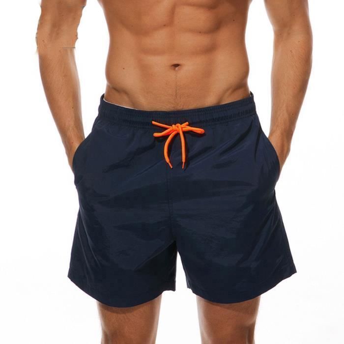 Short de Bain Homme Short Homme étanche Séchage Rapide Maillot de Bain Homme Doublure Filet Cordon de Serrage Réglable Bleu marine