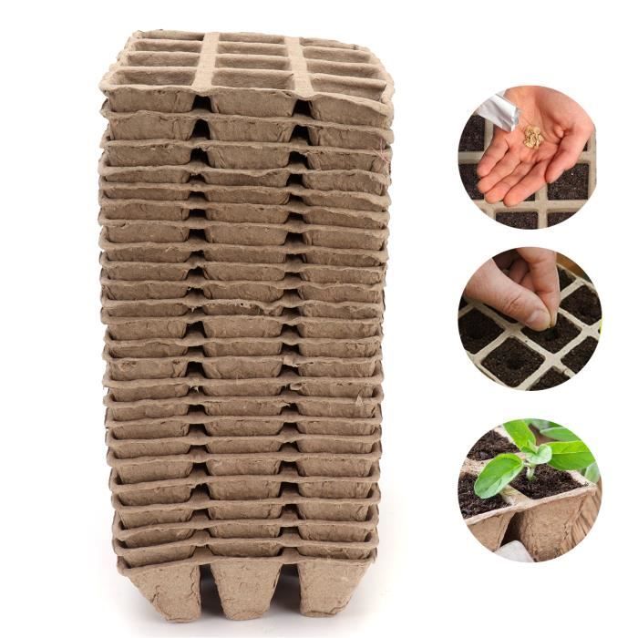 Mxzzand Pots de tourbe 24pcs Pots de Semis 12 Cellules Plateaux de Germination Coupe de Pépinière de Graines pour jardin outils