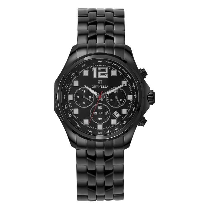 ORPHELIA - Montre Hommes - Quartz - Multi-Cadrans - Bracelet en Acier inoxydable - Noir - OR82701