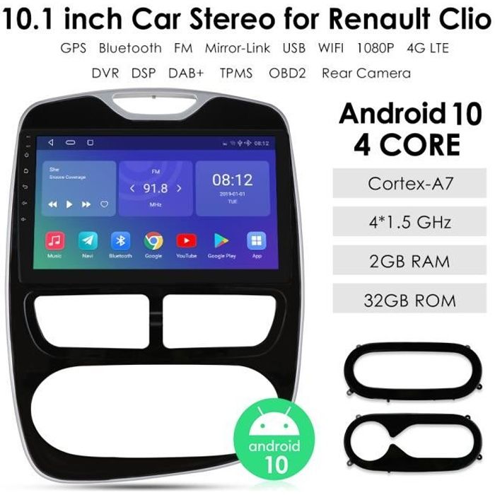 2G 32G Autoradio Android 2 Din pour RENAULT Clio 2012-2016 lecteur vidéo multimédia de voiture Navi 10.1 \