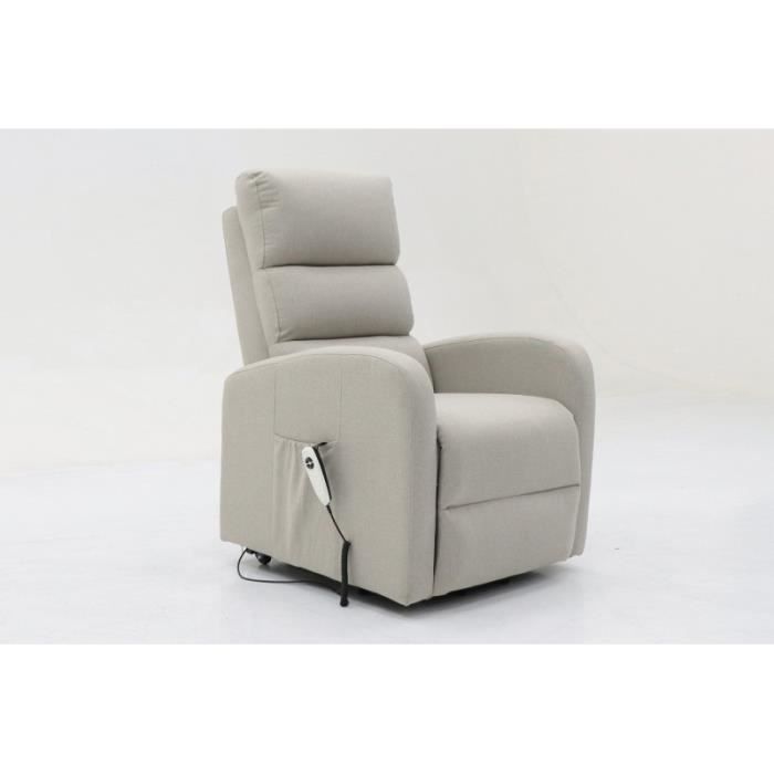 fauteuil relaxation releveur electrique sydney tissu gris clair
