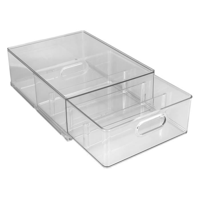 Tiroirs De Rangement En Plastique Empilables, 4 Pcs Boîte De Rangement
