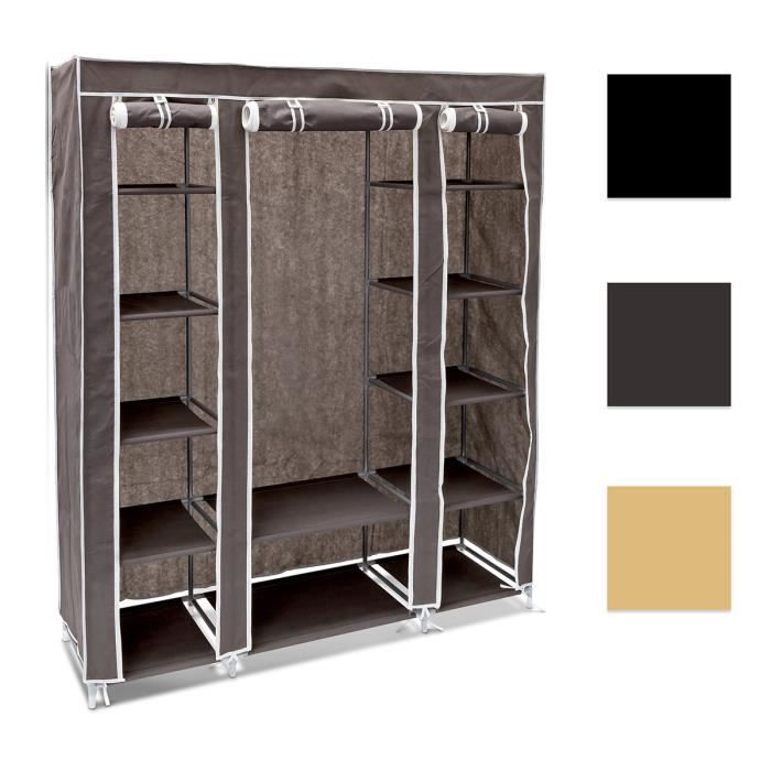 Relaxdays Armoire en tissu pliante HxlxP 175,5 x 148 x 43 cm penderie pliable 12 étagères avec