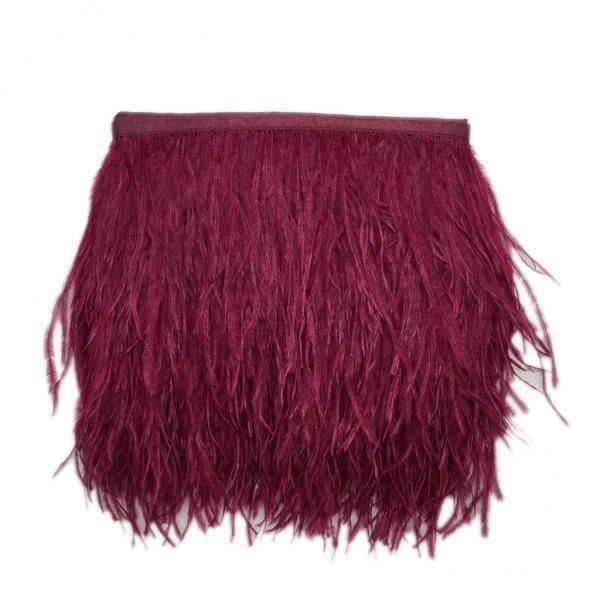 Ruban Avec Plume D'autruche Simulée Vert Foncé - 2 Mètres - Pour Couture, Déguisement Et Déco