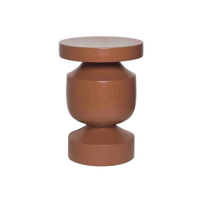 Table dappoint. bout de canapé. table de chevet en métal coloris terracotta. Alma. Ø30.5 x H 43.5cm
