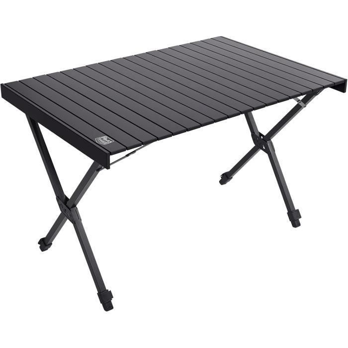 Table Pliante Camping 3 Hauteurs Réglables - Portable Aluminium + MDF, Charge 30 Kg, Idéale Pique-Nique & BBQ