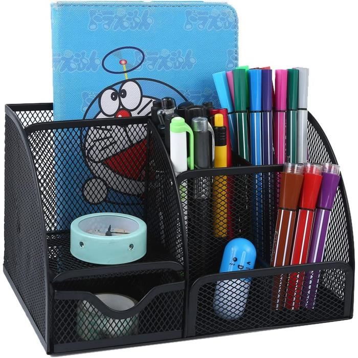 EasyPAG 7 Compartiments Métal Organisateur de Bureau Range Bureau Rangement Bureau Pot à Crayon