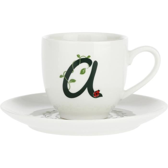 La Porcellana Bianca - Coffee Cup With Saucer Letter 'T' In Gift Box - Solotua - Home Furniture, Tea, Coffee And Breakfast - Porcelain - 90 Cc