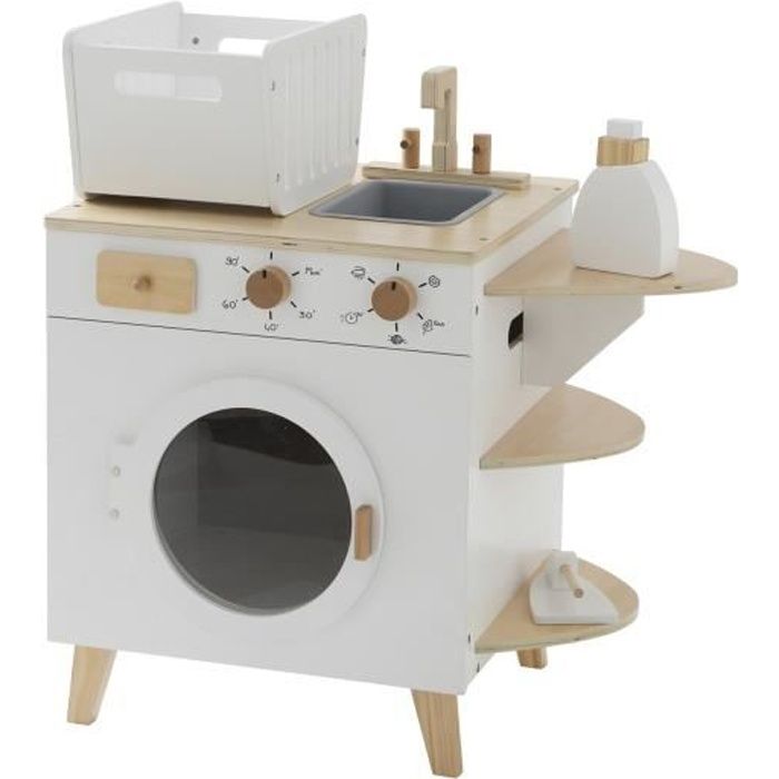 howa® Machine à laver enfant, fil, planche à repasser, fer bois