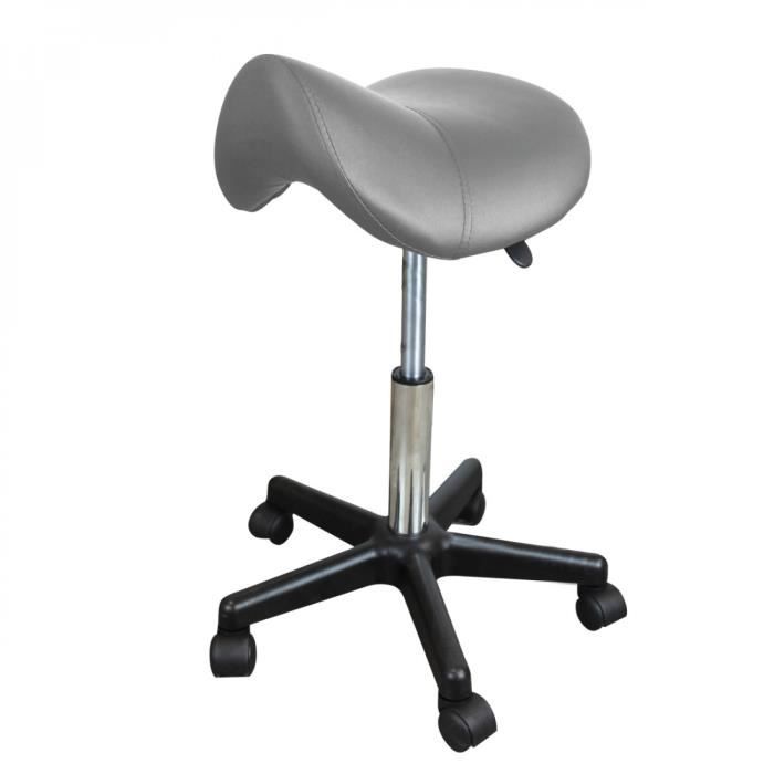 Tabouret ergonomique à roulettes réglable en hauteur - Gris - Vivezen