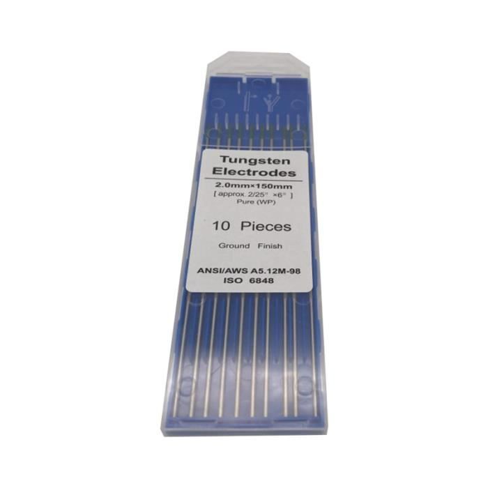 10 électrodes De Soudage Tungstène WZ8 - 2,4 X 150 Mm, Pointe Blanche - Pour Soudage TIG Aluminium Et Alliages - 6