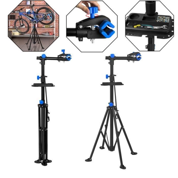 Pied d'Atelier Vélo Pliable Charge 36,3 kg Support de Réparation de Vélo Réglable en