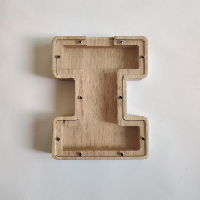 Tirelire En Bois En Forme De Lettre E – Déco Personnalisée, Rangement élégant, Cadeau Original