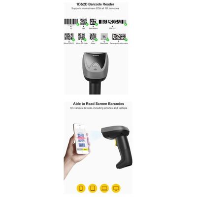 Scanner De Codes-Barres Inateck BCST-52 - 3 En 1 Sans Fil, Bluetooth Et Filaire - Compatible 1D/2D Et Lecture Sur Écran