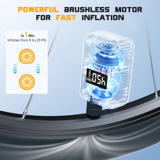 Pompe à Vélo Électrique Portable 150 PSI – Mini Gonfleur 500 MAh, Manomètre LCD, Charge USB-C