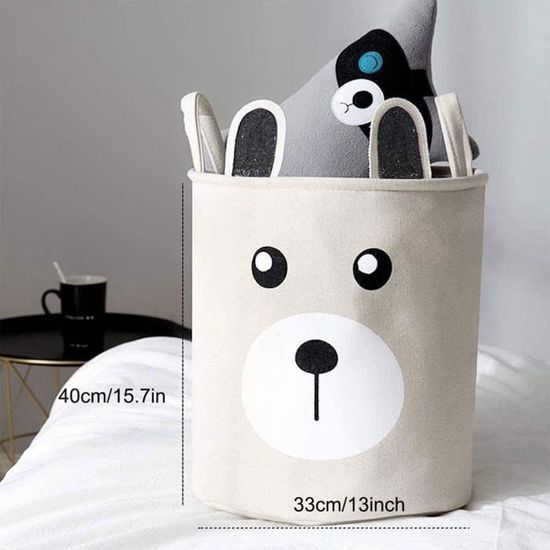Panier De Rangement Pliable En Feutre Avec Cygne 3D - Pour Chambre D'enfant, Jouets, Linge - Gris, 40x35 Cm Environ