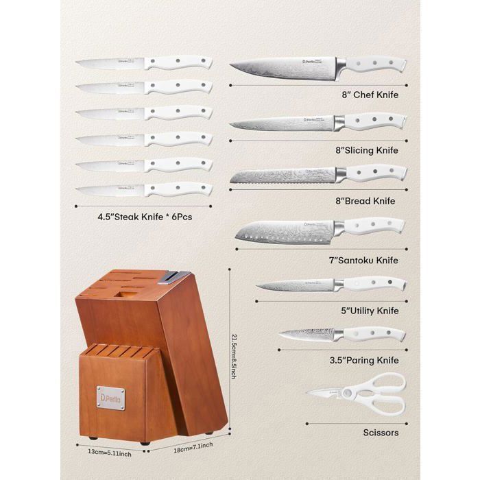 D.Perlla 14 Pièces Set de Couteaux de Cuisine, pour Chef Professionnel