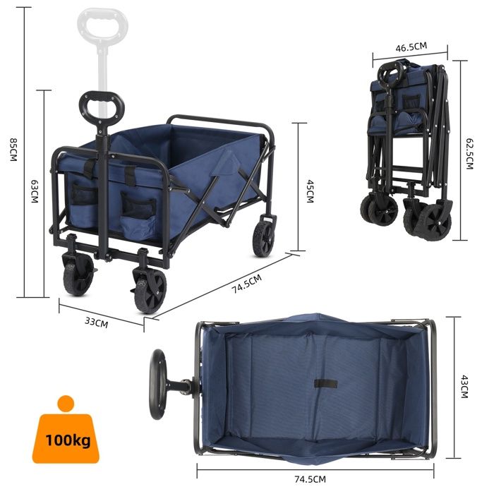 Chariot Pliable Coleman 4 Roues – Capacité 100 Kg Tout Terrain Camping Plage Jardin Courses – Sac De Transport Inclus
