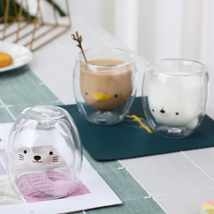 Lot De 2 Tasses Noël Bonhomme De Neige 300 Ml – Verre Double Paroi Isotherme, Mug Festif Avec Couvercle Flocon & Cuillère Père Noël – Cadeau Parfait Pour Les Fêtes !