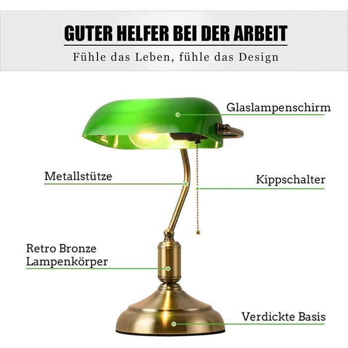 Lampe banquier Lamp Vert Lampe Vintage Lampe Bureau Lampe banquier