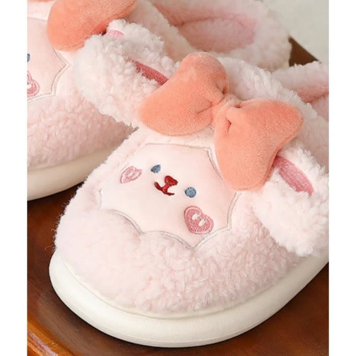 Chaussons Animaux Femme Chaussons Peluche Chat Doux Anself Femme Chaussons  Thermiques Hiver Chaud Doux en Peluche ménagers Adulte EU 35-42