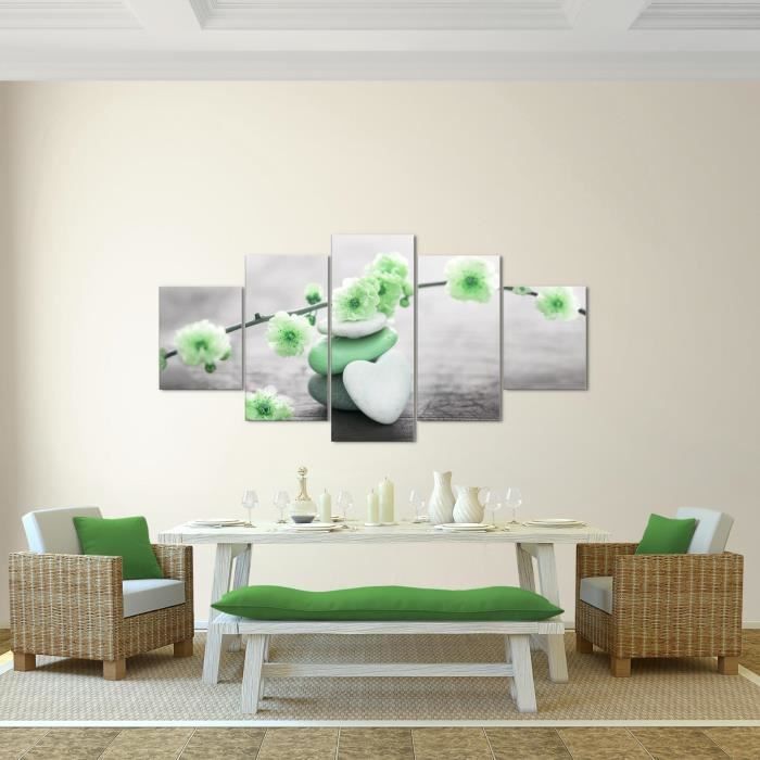 Quadri Quadro 5 pezzi Stampa su tela Pietre termali Zen Orchid - 150x100