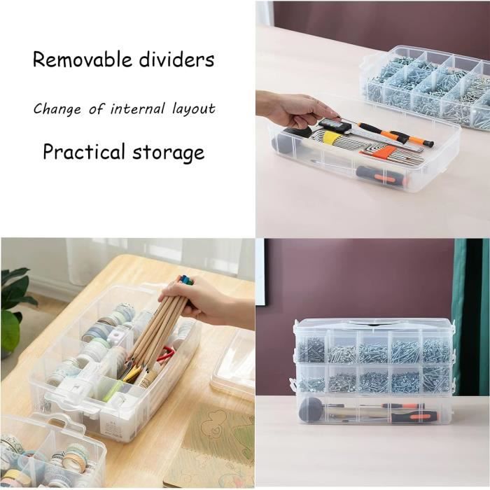 ETUI DE RANGEMENT plastique 6 compartiments pour organisation bijoux et