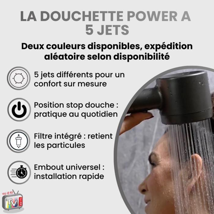 Aquaboost Douchette Douchette SAVEWATER POWER Avec 5 Filtres - Économie D' eau, Haute Pression, Tête Articulée Et Interrupteur Stop