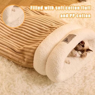 Sac De Couchage Pour Chat - Lits Doux Et Enveloppants - Intérieur En Coton Laine - Lavable - Taille S Et L - Motifs Animaux