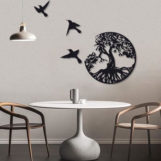Arbre de vie et oiseaux - Décoration murale en métal moderne