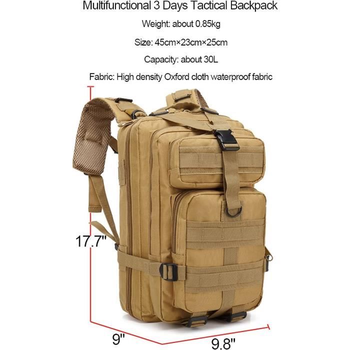 Sac A Dos Tactique 30L Petit Sac Militaire De L Armee Sac D Assaut Molle Sacs A Dos Pour La Randonnee Camping Voyage Khaki x11087 Cdiscount Sport