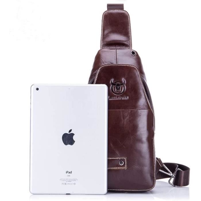 Sac à Bandoulière En Cuir De Vache Véritable Pour Homme – Blanc, étanche, Fait Main