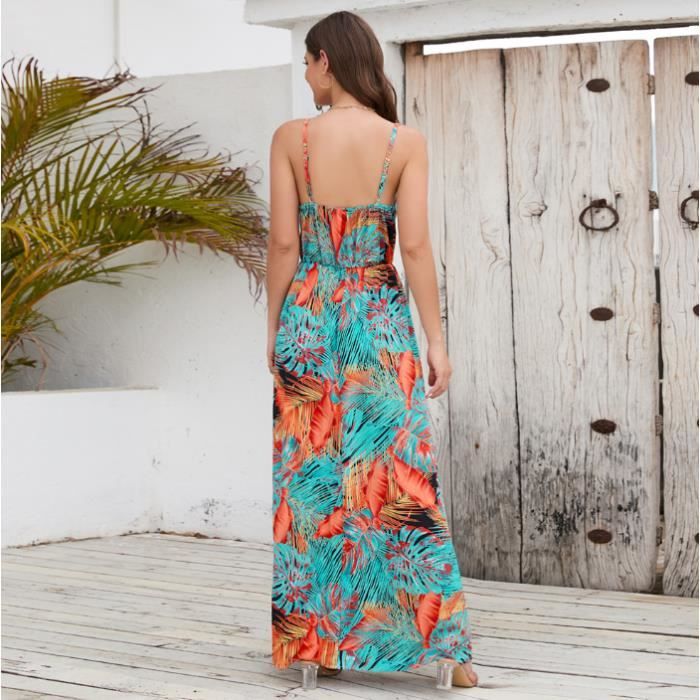 Robe Boheme Style Ete Robe de Plage Femme Longue Casual sans