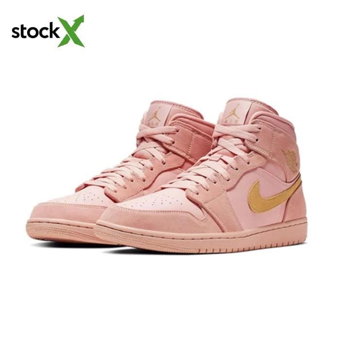 Baskets Nike Air Jordan 1 Mid Coral Gold 852542 600 Hommes Femmes Rose Cdiscount Chaussures