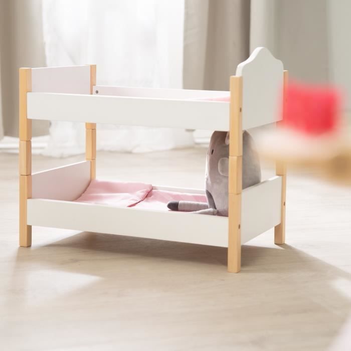 Jouet Lit bercelonnette en bois blanc / rose poupon Nursery