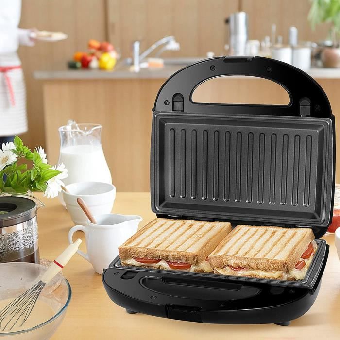 Gotoll Toaster Croque Monsieur 3 en 1 Appareil Panini Grill Antiadhésive  750W Sandwich Maker Presse à Panini - Rouge