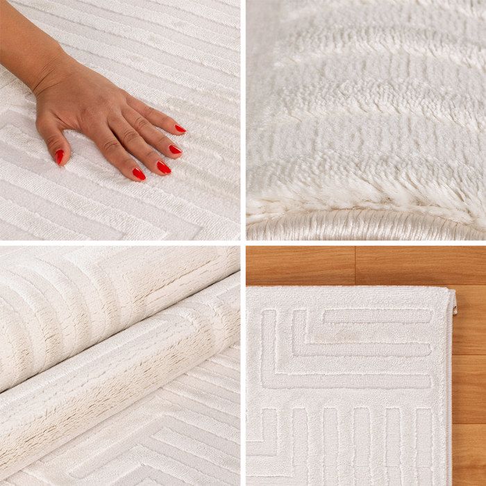 Tapis salon 240x340 cm Rectangulaire BRILLANCE 661-71 Beige Salle à manger adapté au chauffage par le sol