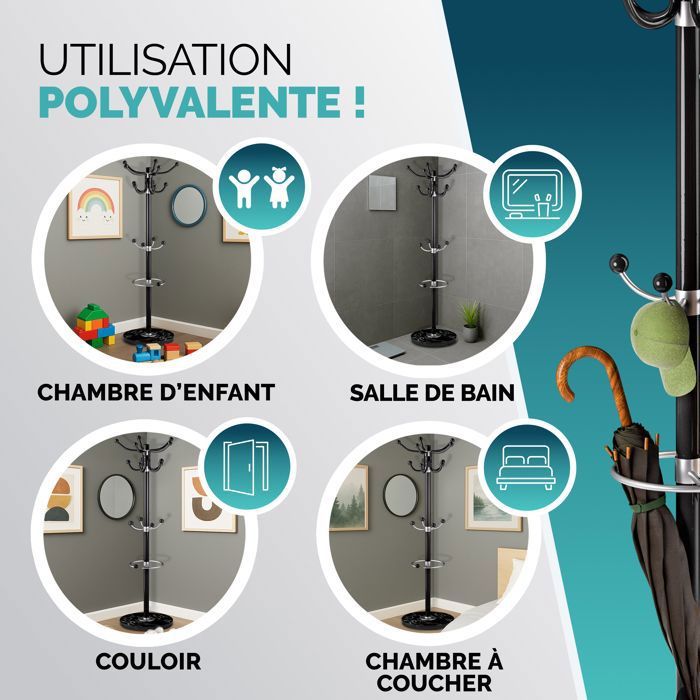 Relaxdays Porte-Manteau Design Marbré & Doré – 5 Crochets, Autonome, H 172 Cm, Style Élégant Pour