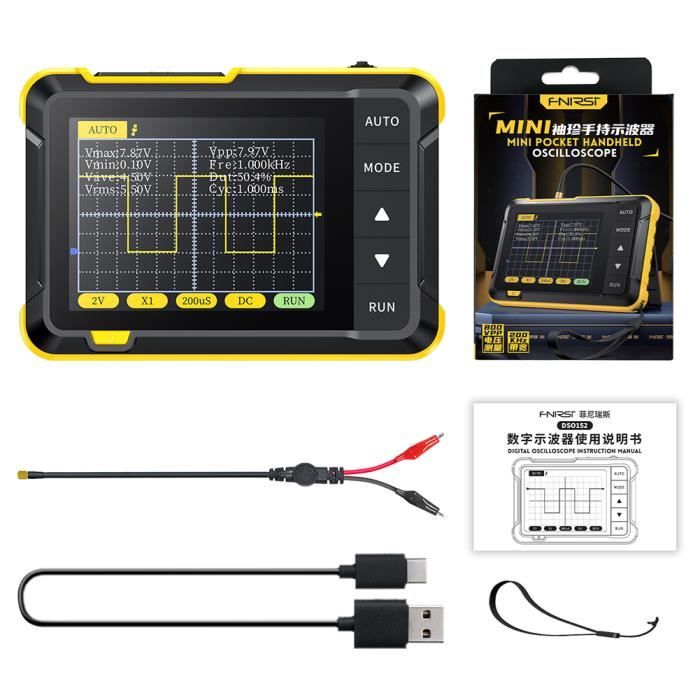 Oscilloscope Numérique 3-en-1 USB – 2 Canaux 10 MHz, 50 MSa/s, Multimètre + Générateur De Signal – Portable Et Puissant !