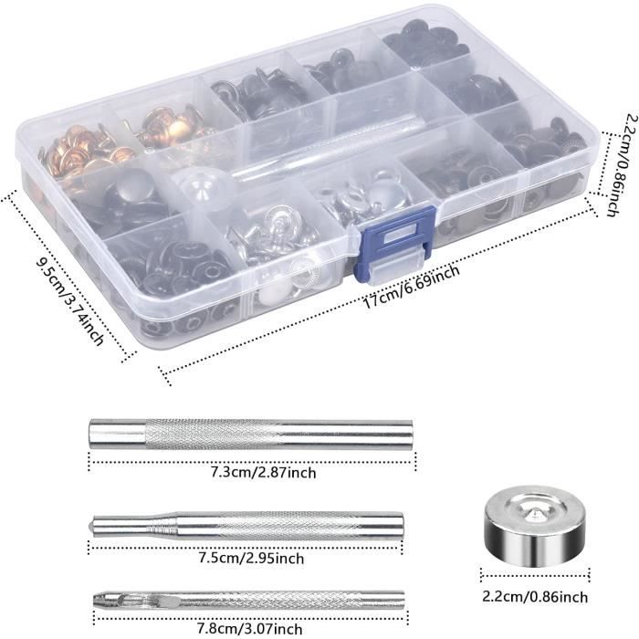 Kit Boutons Pression Métal 15mm - 60 Sets 6 Couleurs Avec Outils (cuir, Jean, Vêtements)