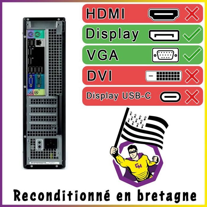PC Dell Optiplex 3020 SFF Ecran 22 i5-4570 RAM 8Go SSD 960Go Windows PC Dell Optiplex 3020 SFF Ecran 22 i5-4570 RAM 8Go SSD 960Go Windows