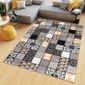 Tapiso Maya Tapis Salon Chambre Ado Moderne Géométrique Mosaïque Jaune Gris Noir Fin 140 X 200 Cm