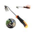 Outil de jardinage - Outil de désherbage manuel - Outil de jardinage - Avec manche (poignée en caoutchouc à 4 dents)-0
